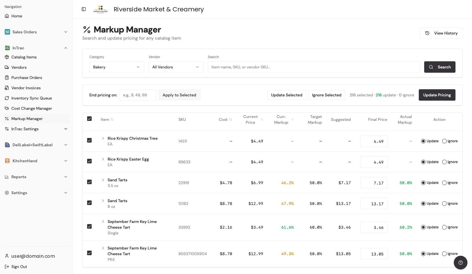 Open Markup Manager and choose what to price