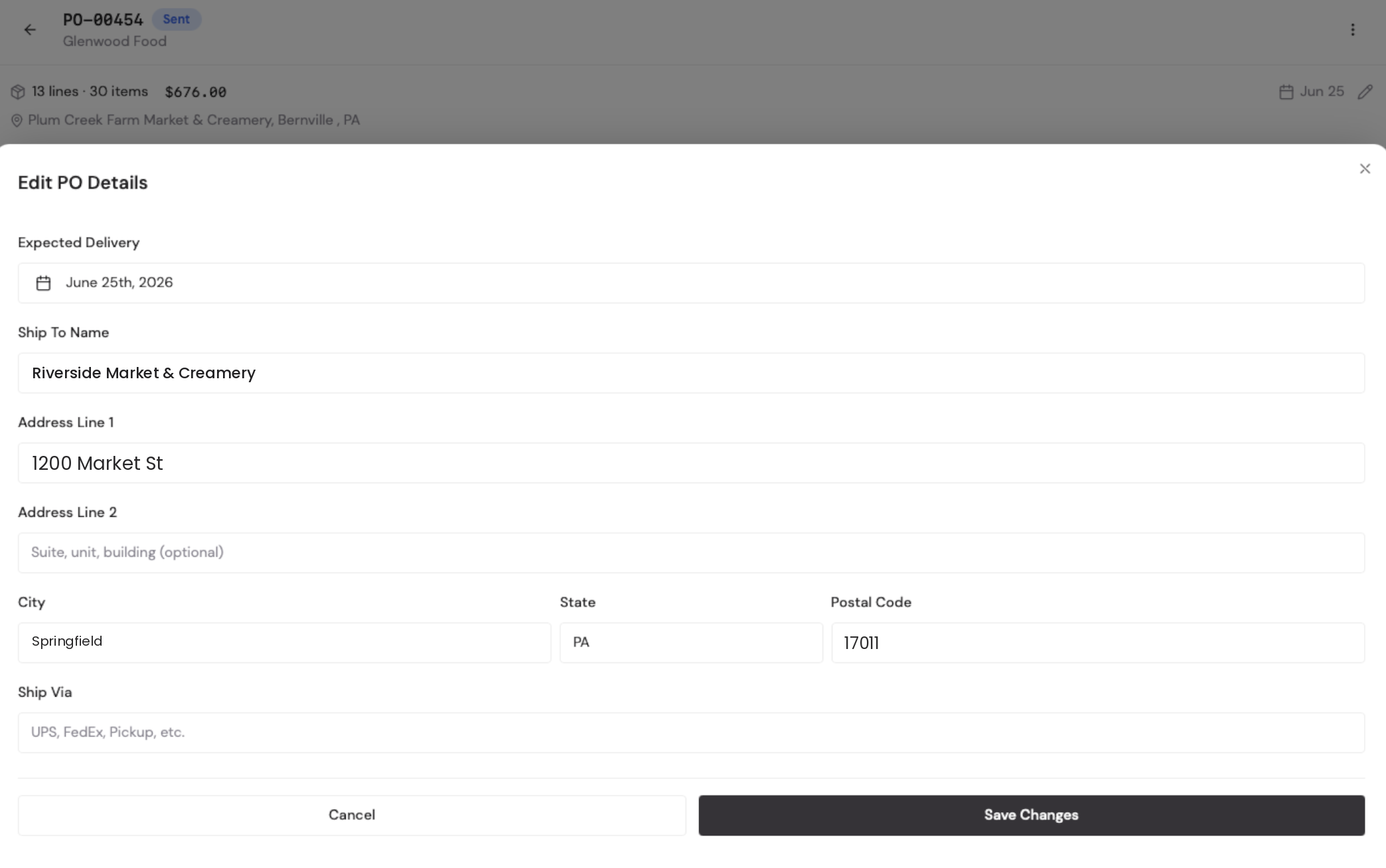 Confirm the delivery details