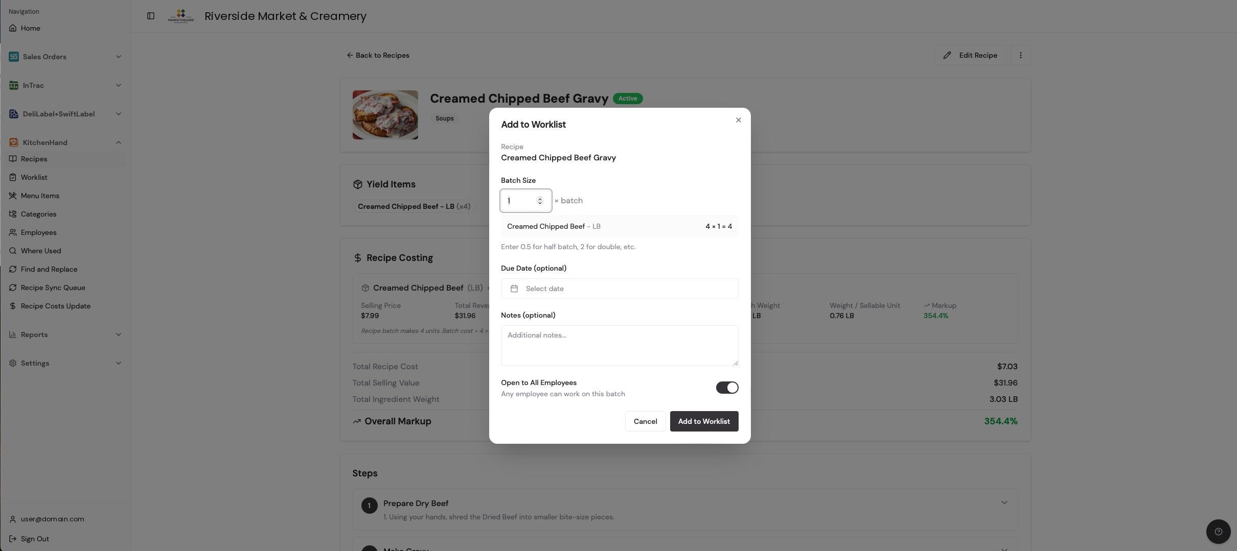 Set the batch size and due date