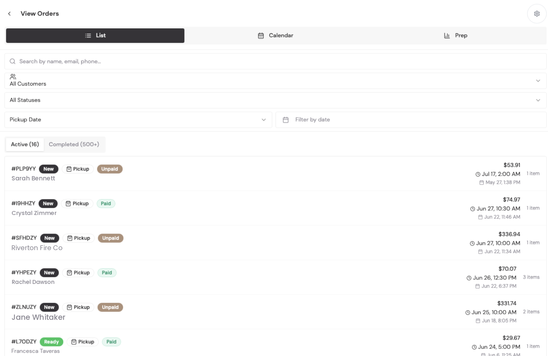 The order is live — and unpaid — in Square